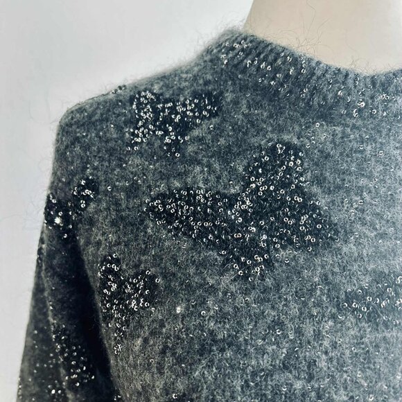 Brunello Cucinelli Heather Charcoal Mohair Wool Blend Sweater w/ Sequins – EU M - Picture 1 of 13